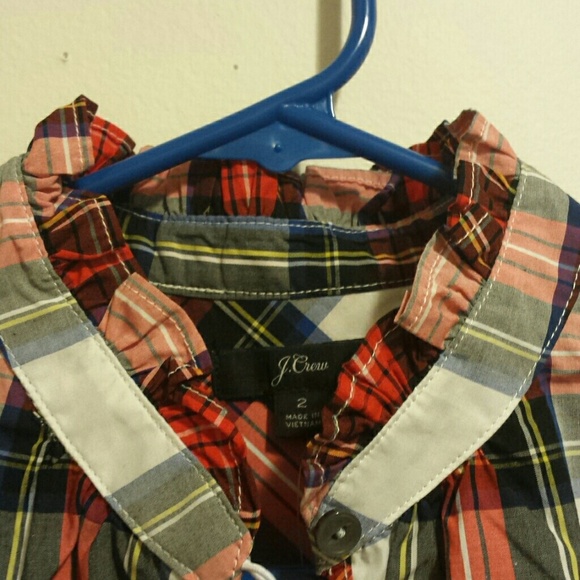 J. Crew tartan plaid ruffle neck blouse - Picture 3 of 6
